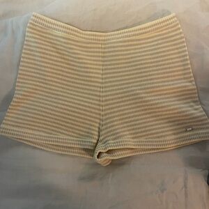 Adanola Beige and Cream Ribbed Knit Shorts